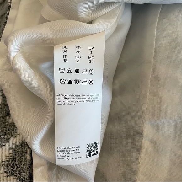 HUGO BOSS Dakola Gray Jacquard Zebra Stripe Shift Dress Wool Blend - Picture 12 of 14